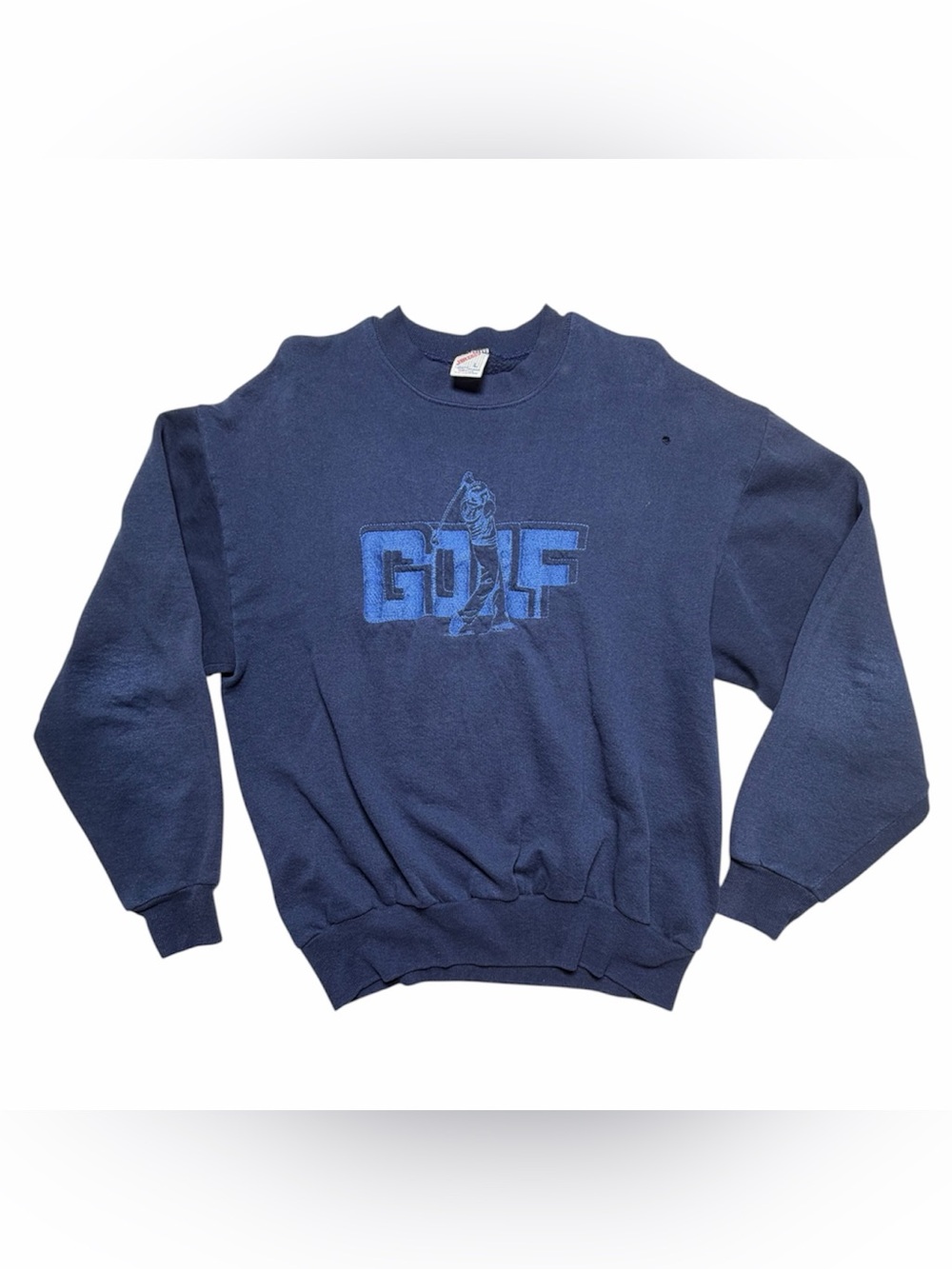 Vintage Blue Golf Crewneck Sweatshirt Mens Large Embroidered USA Made Jerzees